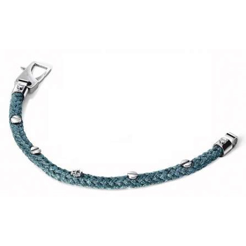 Molecole - Silver 925º &amp; Cotton Rope Bracelet / Bracciale Argento 925º E Cordoncino Di Cotone  - Small 20cm_MO-132005B_0