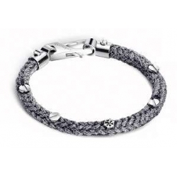 Molecole - Silver 925º &amp; Cotton Rope Bracelet / Bracciale Argento 925º E Cordoncino Di Cotone - Small 20cm_MO-132007B