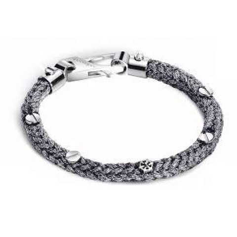 Molecole - Silver 925º &amp; Cotton Rope Bracelet / Bracciale Argento 925º E Cordoncino Di Cotone - Small 20cm_MO-132007B_0