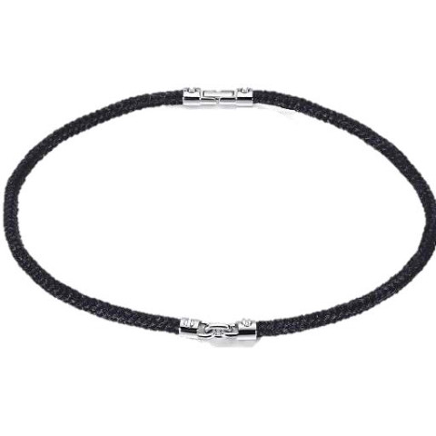 Molecole - Silver 925º &amp; Cotton Rope Necklace / Collana  Argento 925º E Cordoncino Di Cotone 48cm_MO-132009C_0