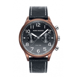 Mark Maddox Watches Casual Hc2003-55- Dual Time - Case: Stainless Steel And Solid Metal - 42 Mm - Leather/cuoio Strap - Wat