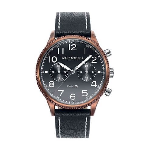 Mark Maddox Watches Casual Hc2003-55- Dual Time - Case: Stainless Steel And Solid Metal - 42 Mm - Leather/cuoio Strap - Wat_HC2003-55_0