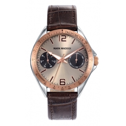 Mark Maddox Watches Sept16 Hc7006-45 - Day And Date - Case: Stainless Steel And Solid Metal - 44 Mm - Leather/ Cuoio Strap 