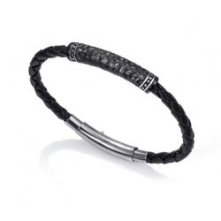 Viceroy Bracelet/bracciale Stainless Steel. Leather/cuoio. Black Pvd. Fashion_40000P09010
