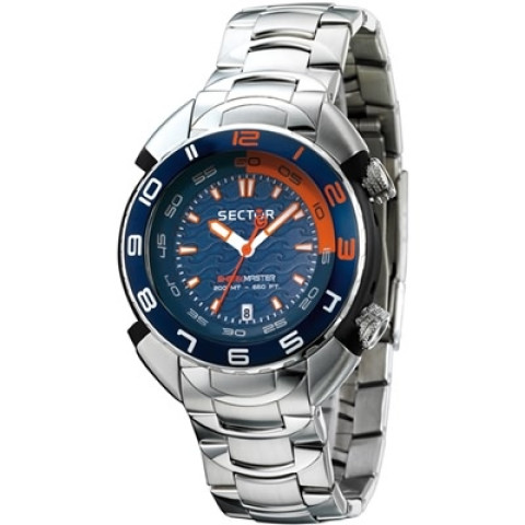 Sector Sport Watch Pro Sub Marine Shark Master - 44mm - Wr 200mt - Date - S/s - Blue Dial_R3253178035_0