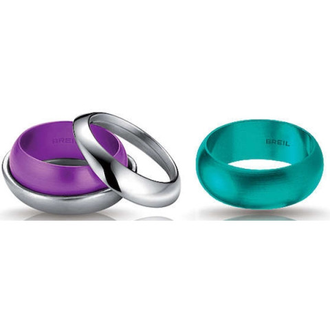 Breil Jewels - Secretly Collection Anello In Acciaio E Doppio Bangle In Alluminio/s/s Ring And 2 Aluminum Bangle Size 14_TJ1184_0